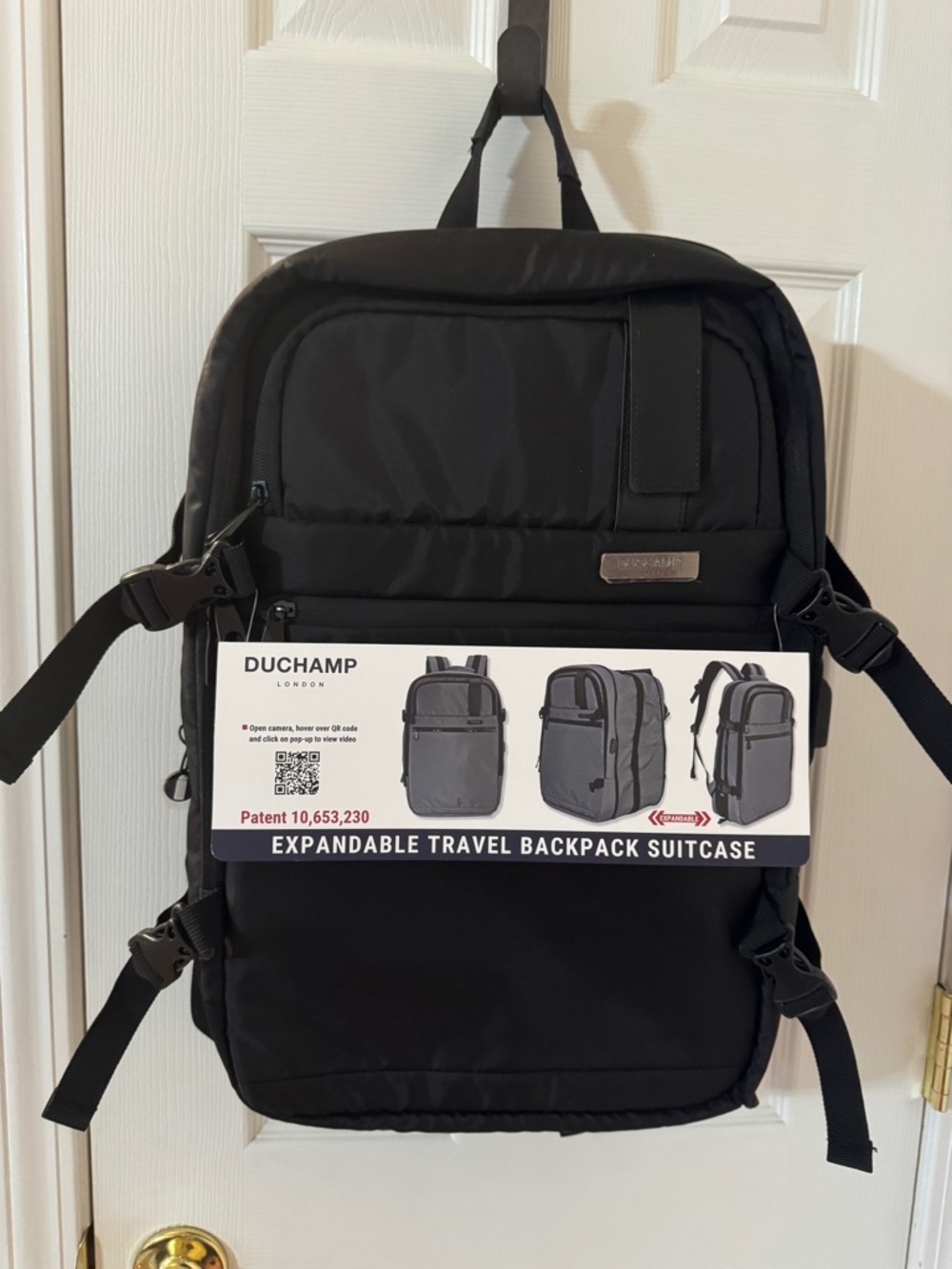 Duchamp Black Expandable Travel Backpack